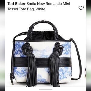 ted baker new romantic tassel mini tote bag in white sadia new with tags